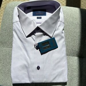 New with tags David Donahue mens dress shirt in size 17.5 x 34/35.